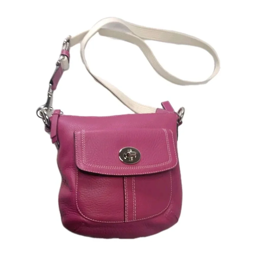 Coach Hamilton Leather Messenger Crossbody Bag Raspberry Pink Swingpack